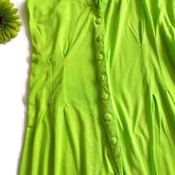 Solola Electric Green Button Down Romper sz.2 #173 - Picture 2 of 5